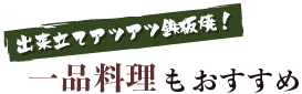 当日仕入れの厳選された地物野菜や旬の食材を使った一品料理も豊富に取り揃えています。